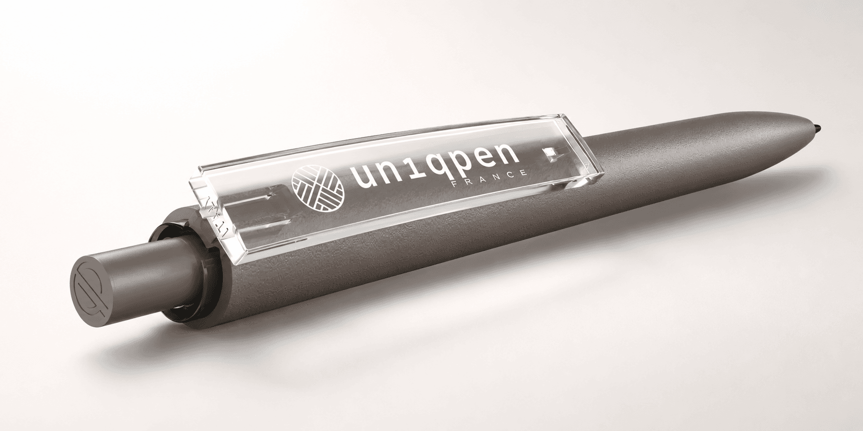 Stylo UN1QPEN Warm Grey avec marquage blanc